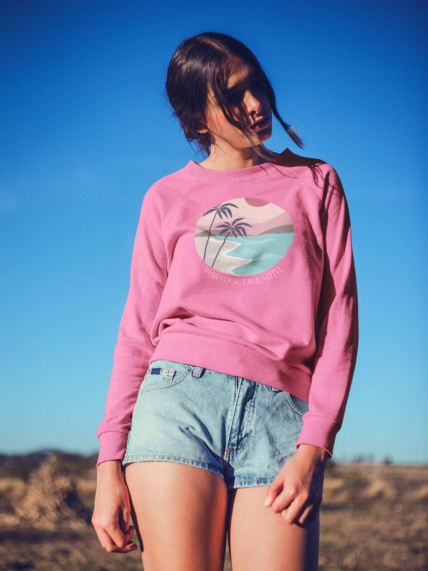 Paradise on Earth Pullover Outer Banks North Carolina Crewneck Sweatshirt Beach Boho Pullover Sweatshirt Comfort Colors Surf Sweatshirt