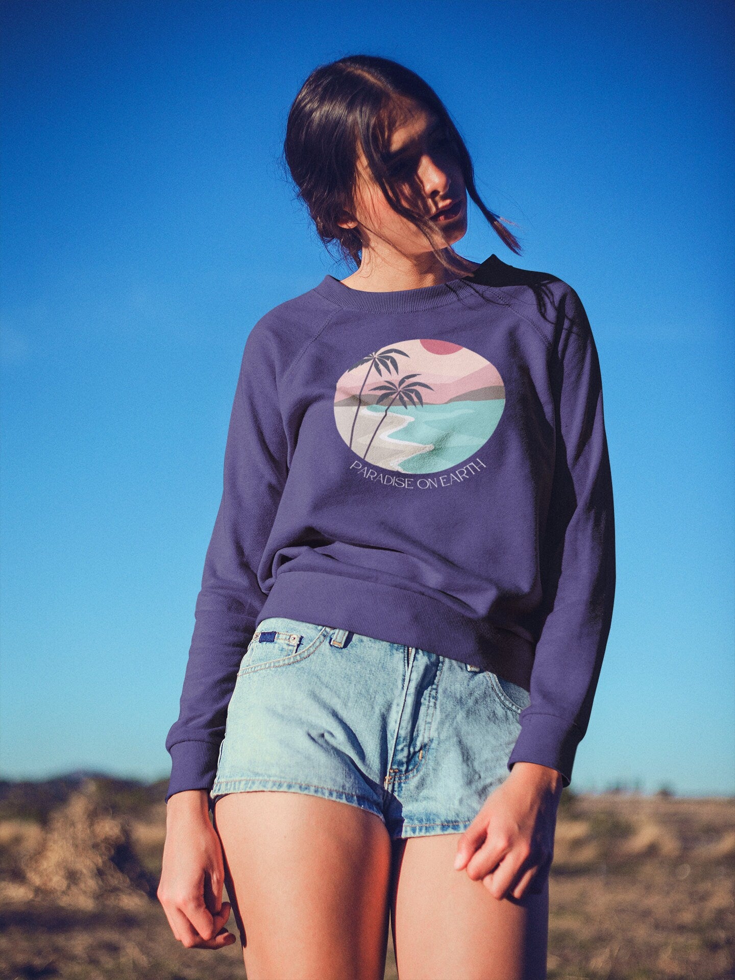 Paradise on Earth Pullover Outer Banks North Carolina Crewneck Sweatshirt Beach Boho Pullover Sweatshirt Comfort Colors Surf Sweatshirt