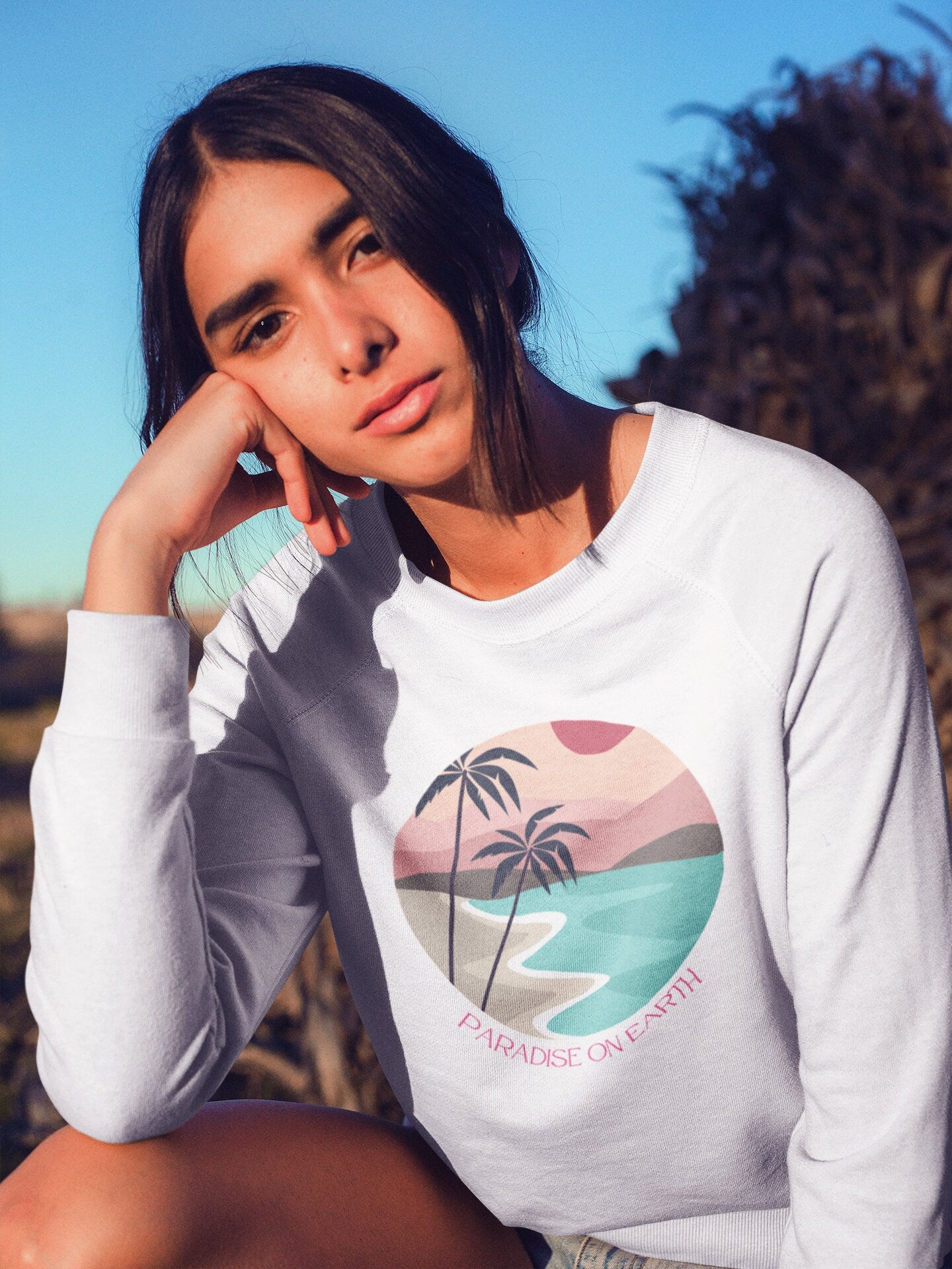 Paradise on Earth Pullover Outer Banks North Carolina Crewneck Sweatshirt Beach Boho Pullover Sweatshirt Comfort Colors Surf Sweatshirt