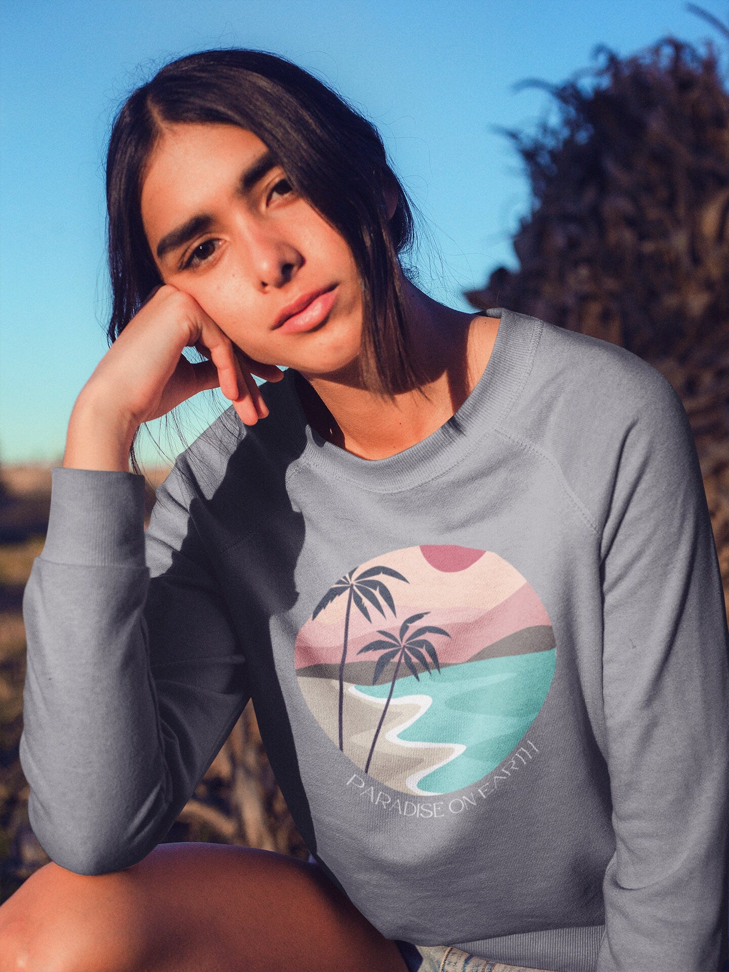 Paradise on Earth Pullover Outer Banks North Carolina Crewneck Sweatshirt Beach Boho Pullover Sweatshirt Comfort Colors Surf Sweatshirt