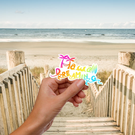 Hawaii Dreaming Rainbow Tropical Beach Sticker Waterproof Laptop Water Bottle Planner Vinyl Sticker