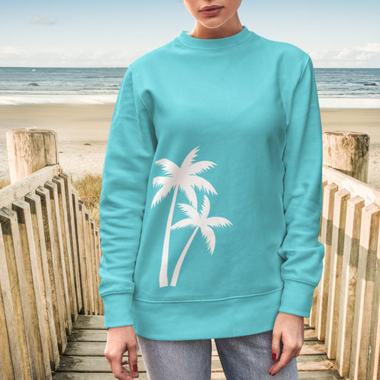 Palm Trees Beachy Boho Sweatshirt Oversized Crewneck Trendy Summer Girl Pullover