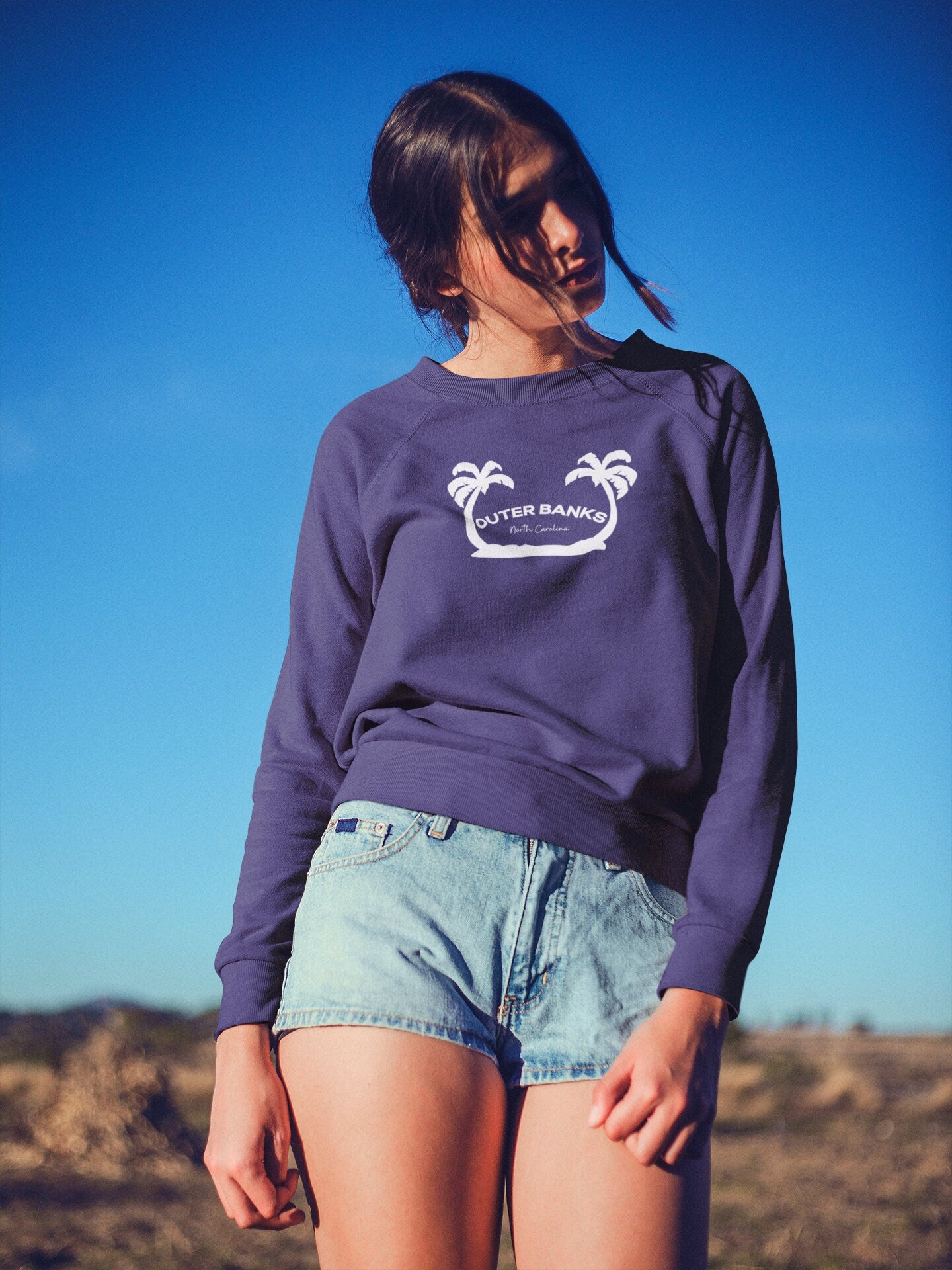 Outer Banks North Carolina Crewneck Sweatshirt Beach Boho Pullover Sweatshirt Comfort Colors Surf Sweatshirt Paradise on Earth
