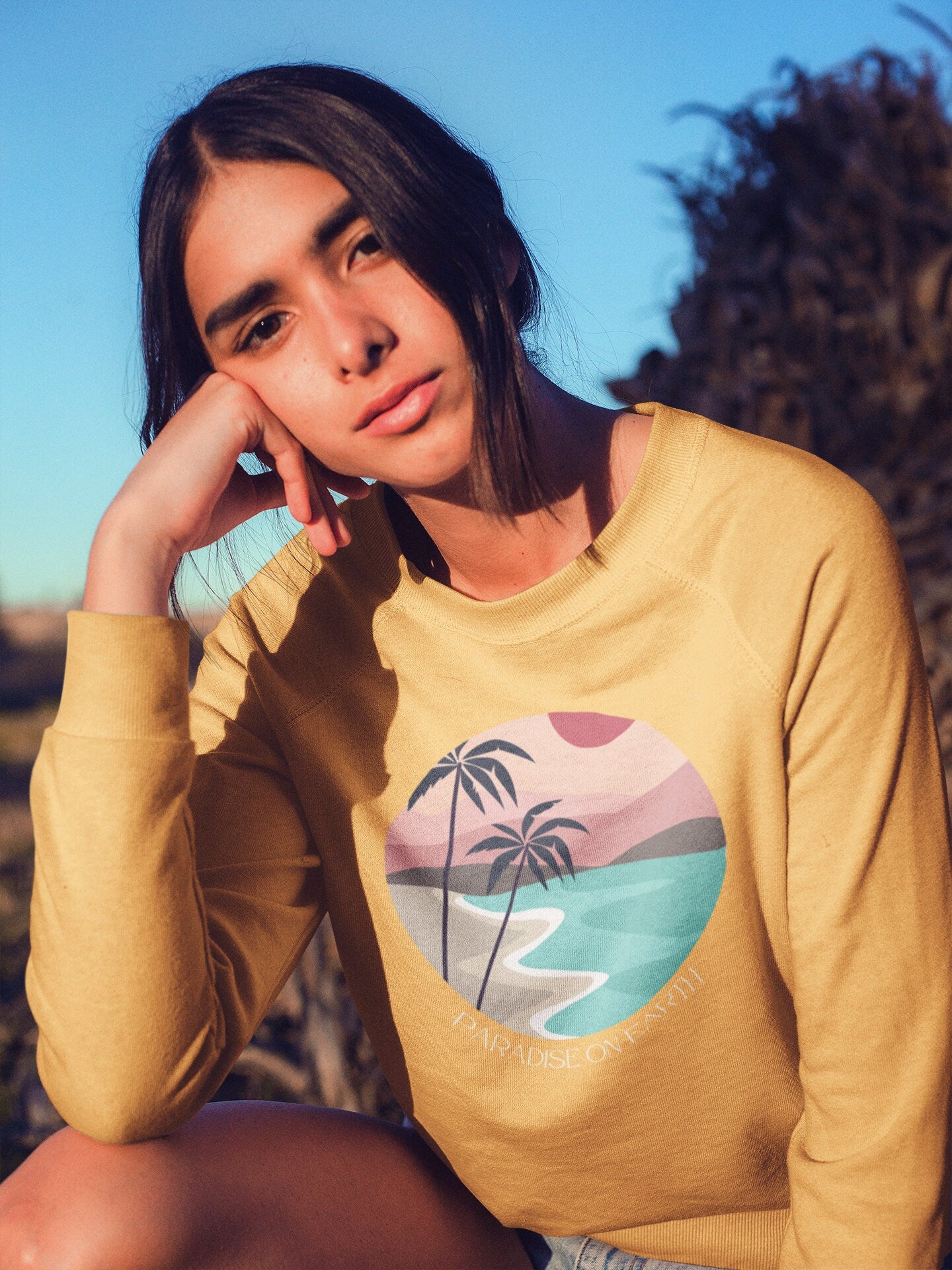 Paradise on Earth Pullover Outer Banks North Carolina Crewneck Sweatshirt Beach Boho Pullover Sweatshirt Comfort Colors Surf Sweatshirt