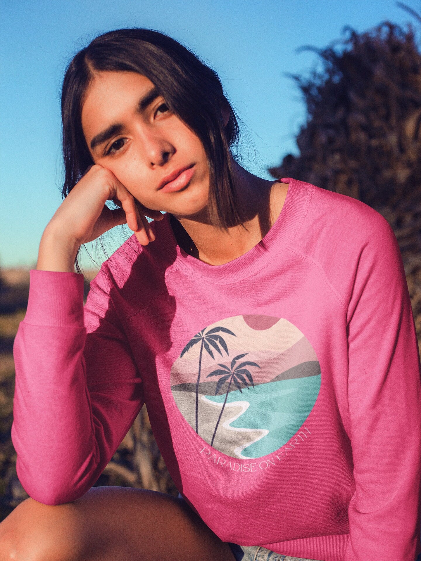 Paradise on Earth Pullover Outer Banks North Carolina Crewneck Sweatshirt Beach Boho Pullover Sweatshirt Comfort Colors Surf Sweatshirt