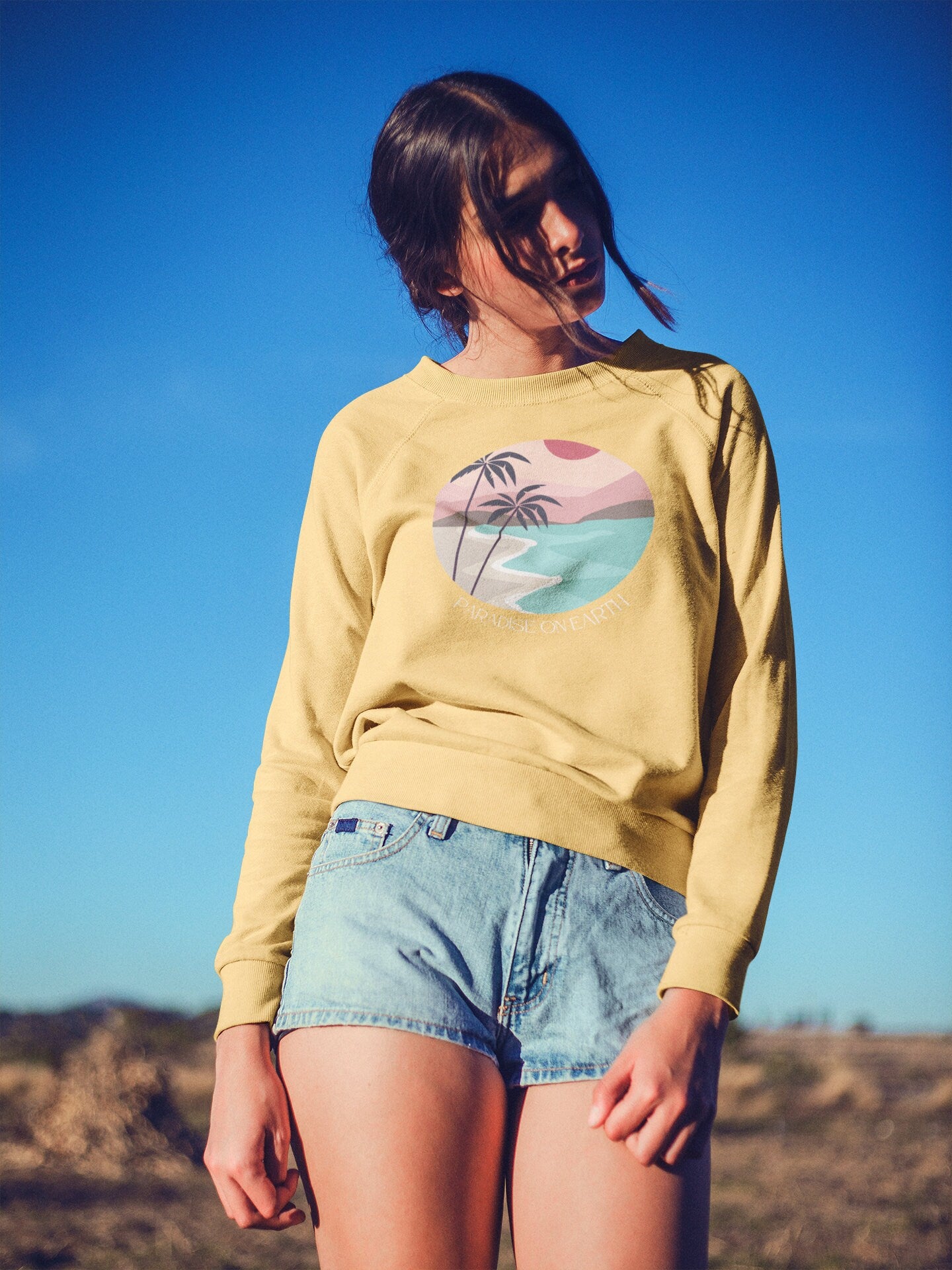 Paradise on Earth Pullover Outer Banks North Carolina Crewneck Sweatshirt Beach Boho Pullover Sweatshirt Comfort Colors Surf Sweatshirt