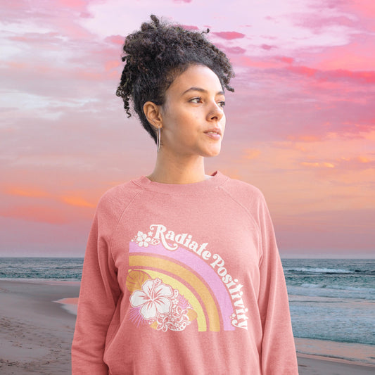 Radiate Positivity Pastel Rainbow Hibiscus Flower Sweatshirt Summer Girl Boho Beach Crewneck Pullover
