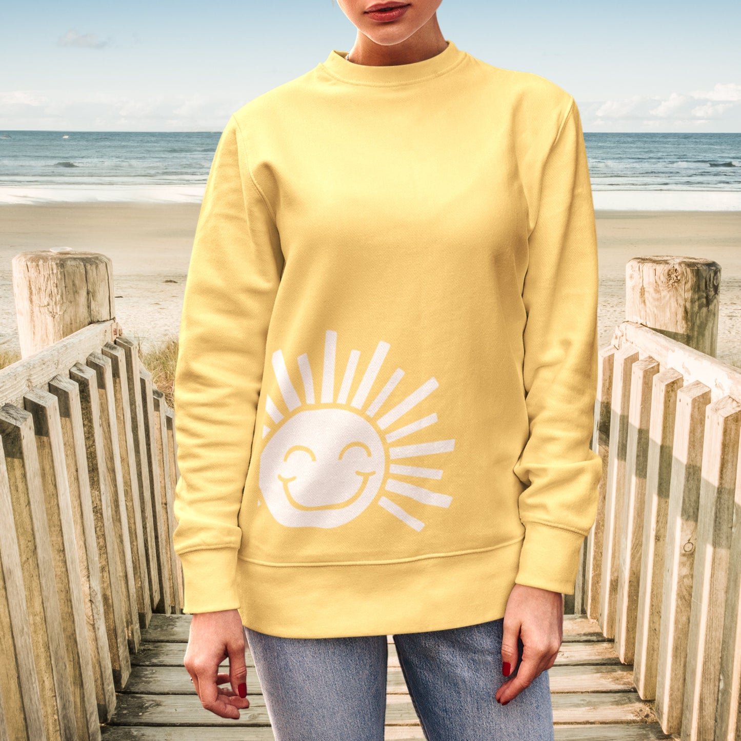 Sunshine Beachy Boho Sweatshirt Trendy Retro Summer Crewneck Oversized Sweatshirt