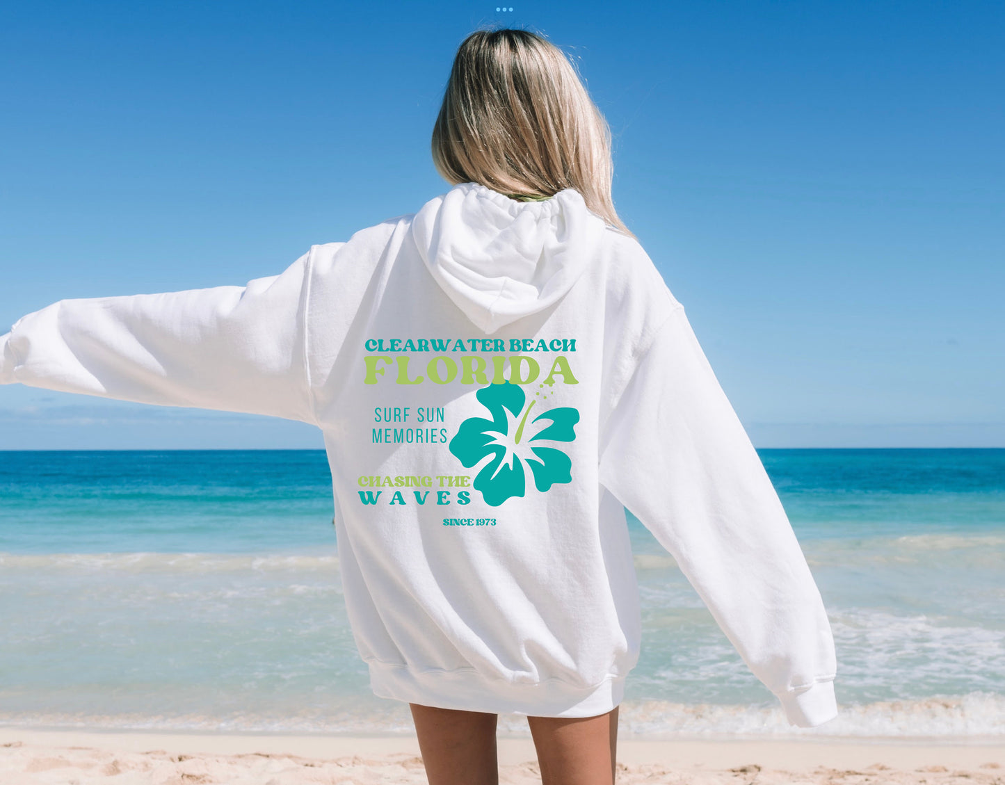 Personalized Beach and Surf Hoodie Vintage Surf Hoodie Vacation Sweatshirt - Personalize with Beach/Town Name and State/Country