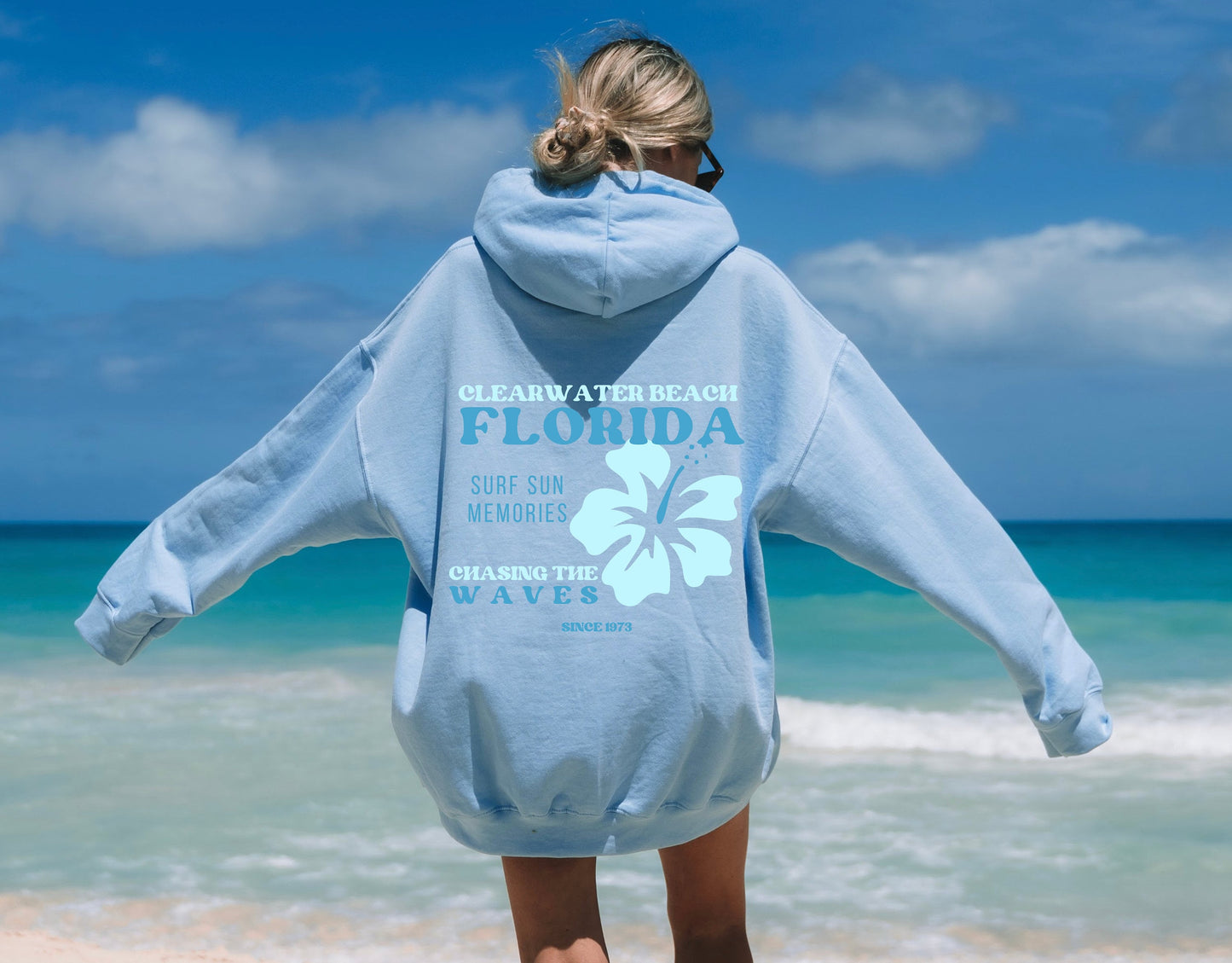 Personalized Beach and Surf Hoodie Vintage Surf Hoodie Vacation Sweatshirt - Personalize with Beach/Town Name and State/Country