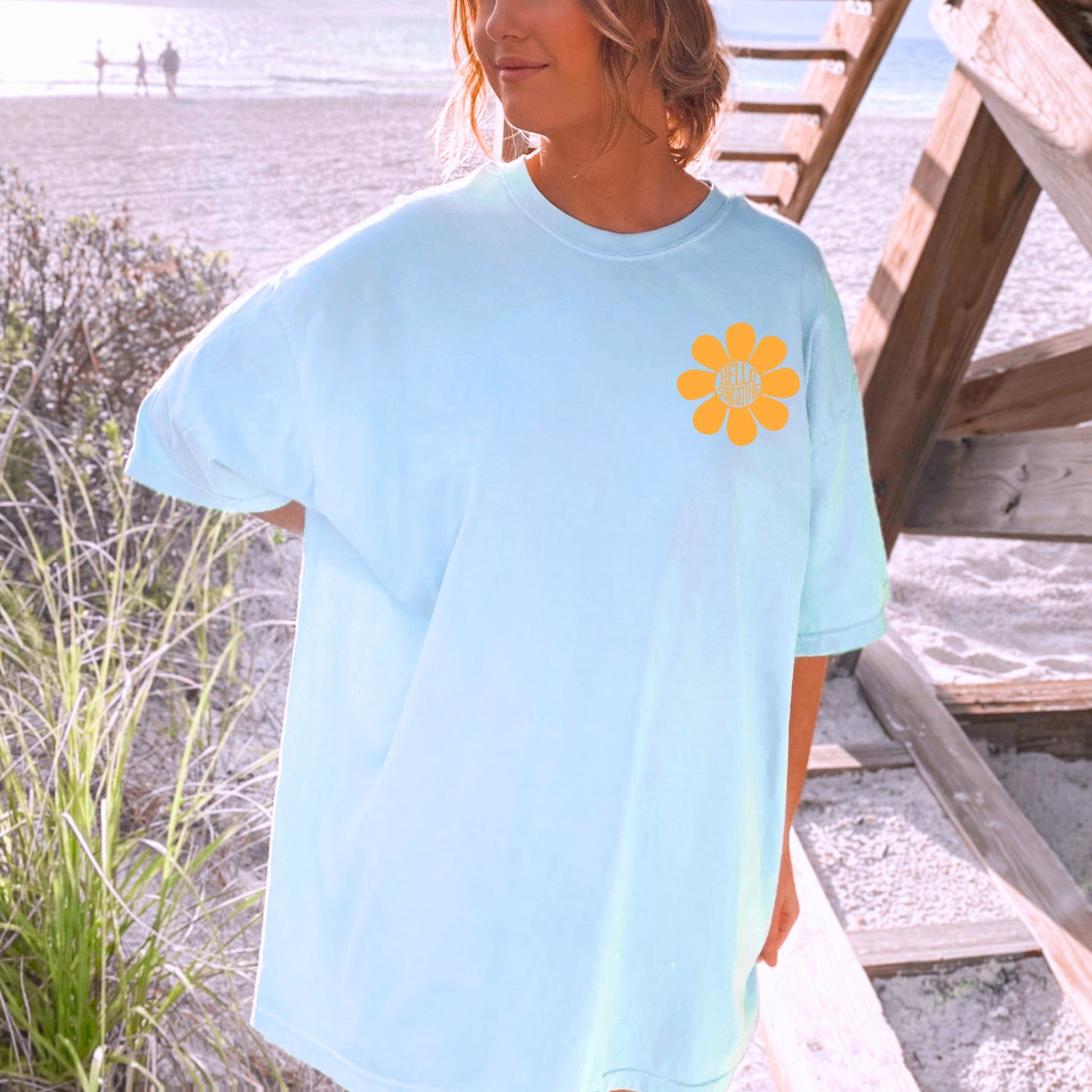 Sunshine Retro Daisy Tshirt Oversized Vintage Beach Shirt