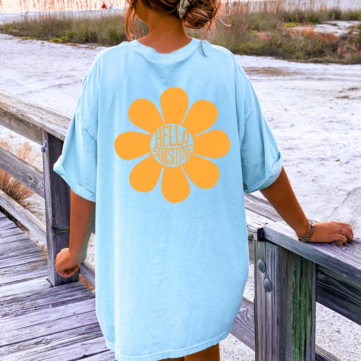 Sunshine Retro Daisy Tshirt Oversized Vintage Beach Shirt