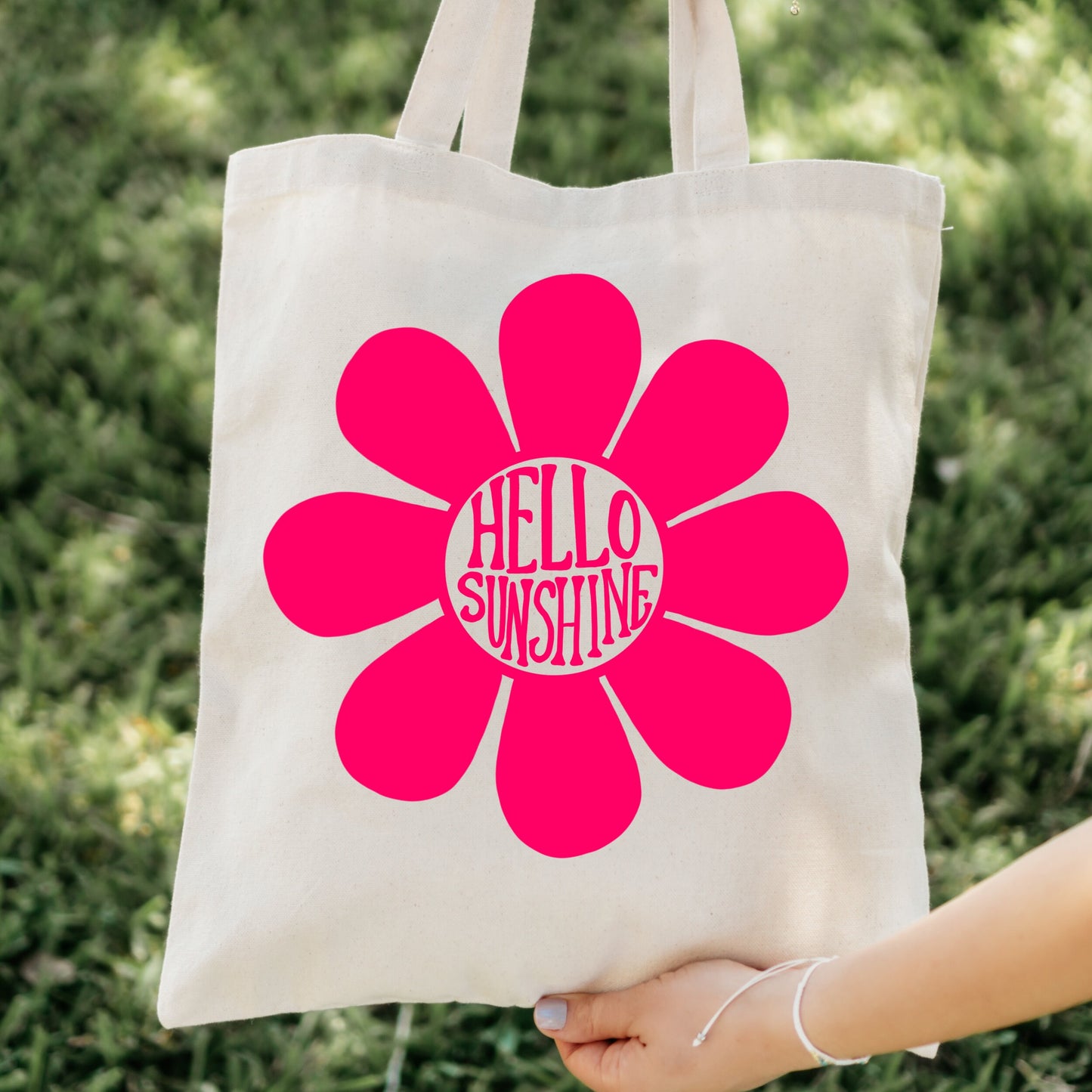 Hello Sunshine Retro Daisy Tote Bag Canvas Bag