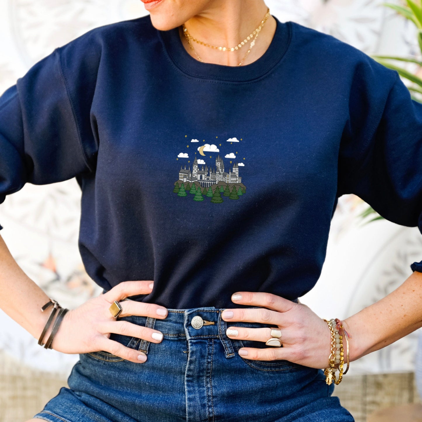 Wizard Castle Embroidered Crewneck Sweatshirt