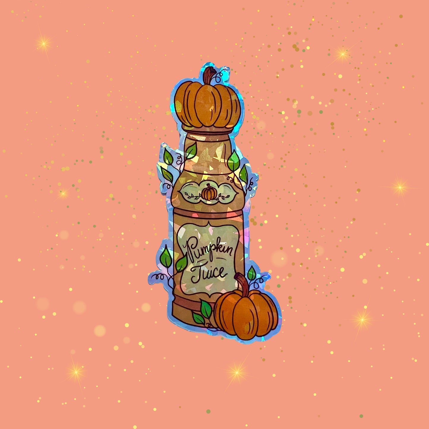 Pumpkin Juice Wizard Sweets Holographic Waterproof Sticker Water Bottle Sticker Wizard World Sticker Laptop Sticker