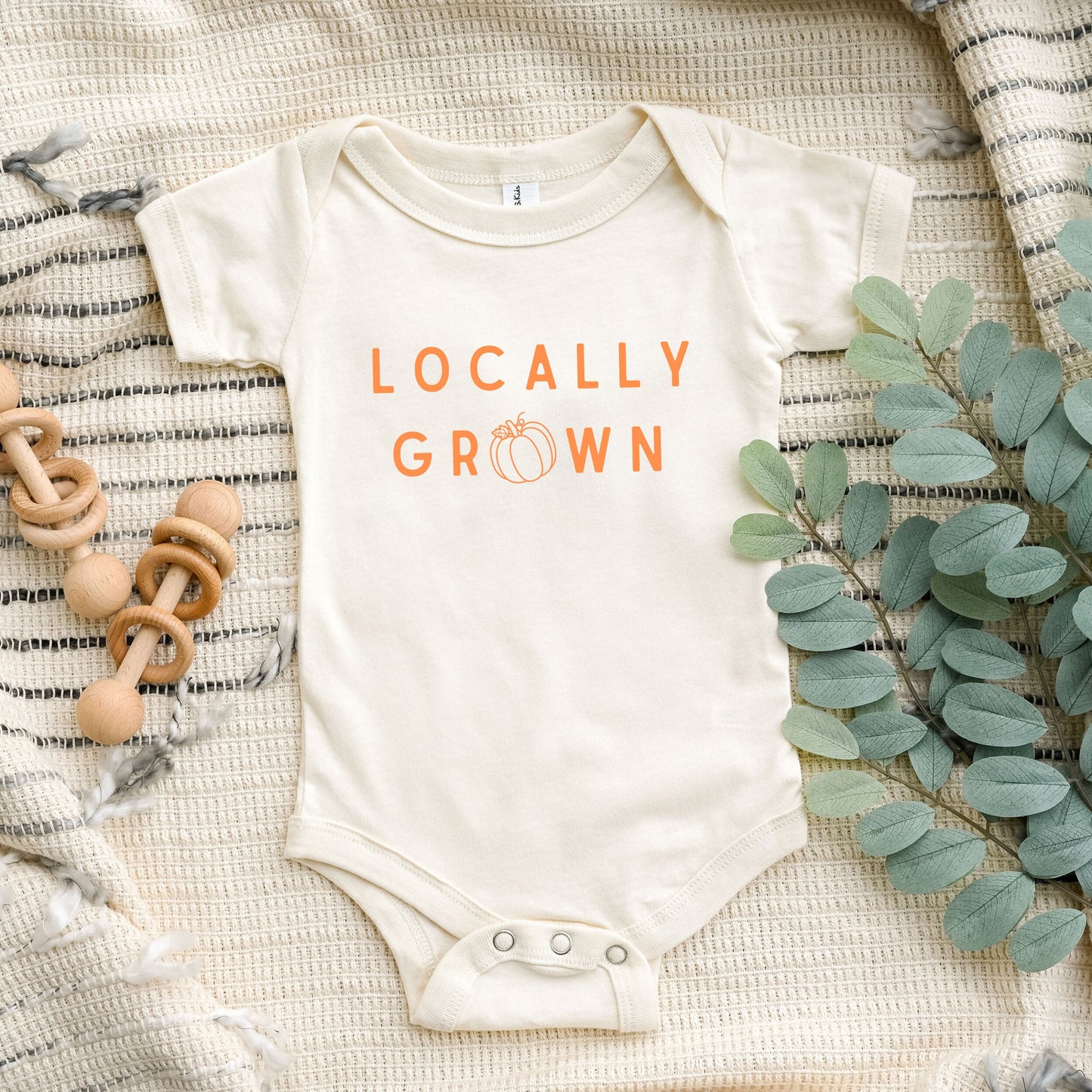 Locally Grown Pumpkin Patch Baby Bodysuit Picture Outfit Baby’s First Halloween