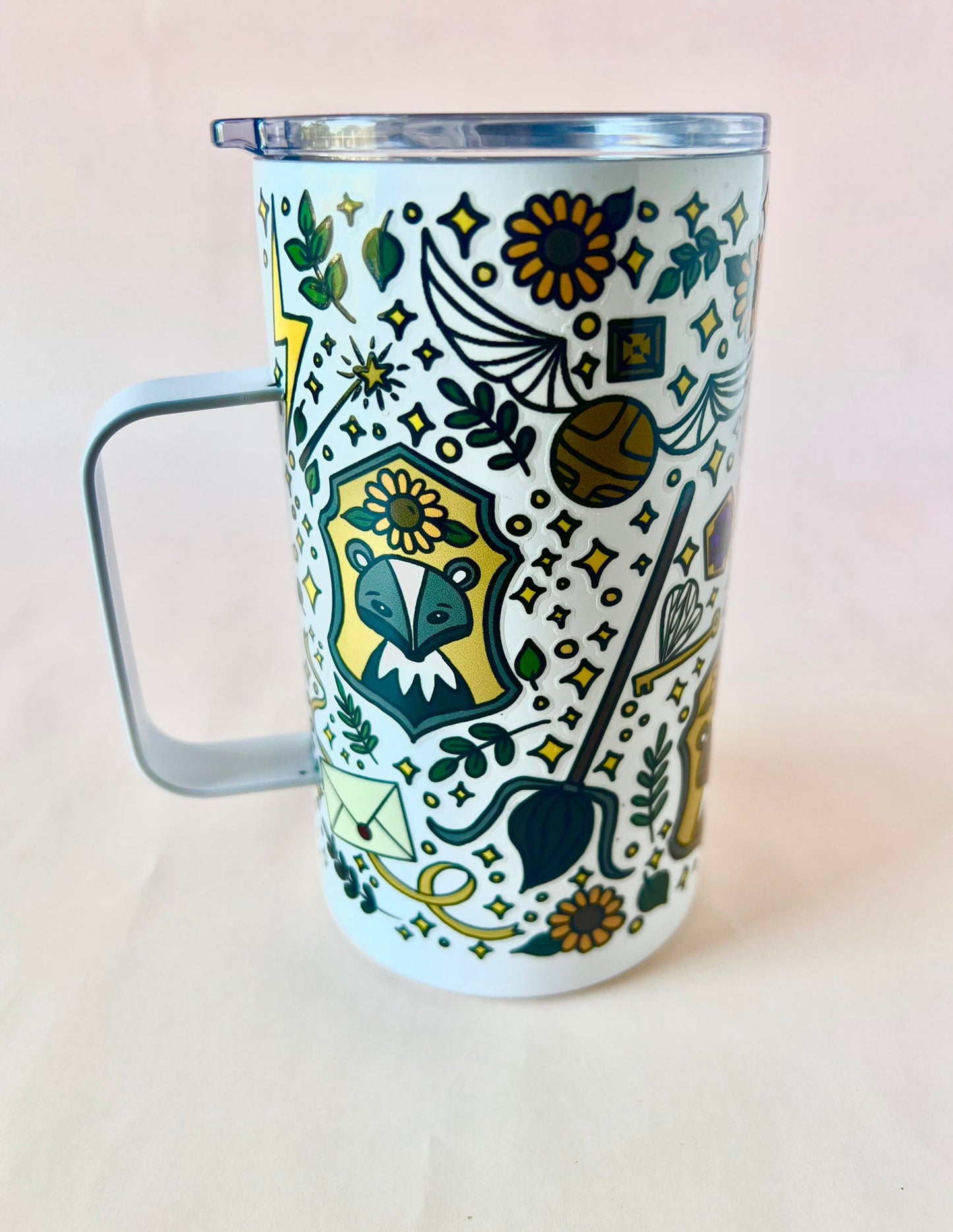 Wizard House Crest Stainless Steel Travel Mug 20oz with Lid and Sealed Sipper