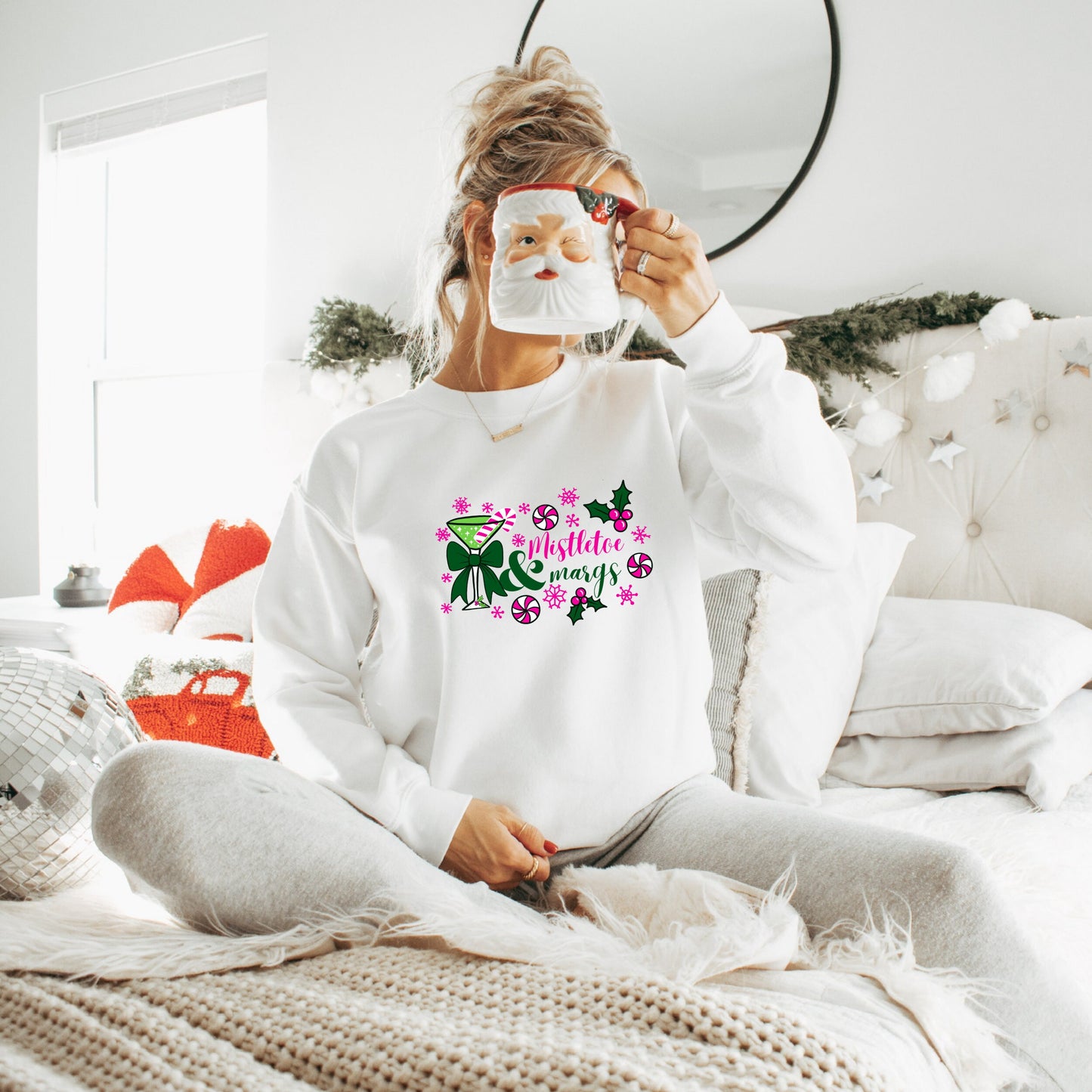 Mistletoe & Margs Embroidered Christmas Matching Girlfriends Sweatshirt