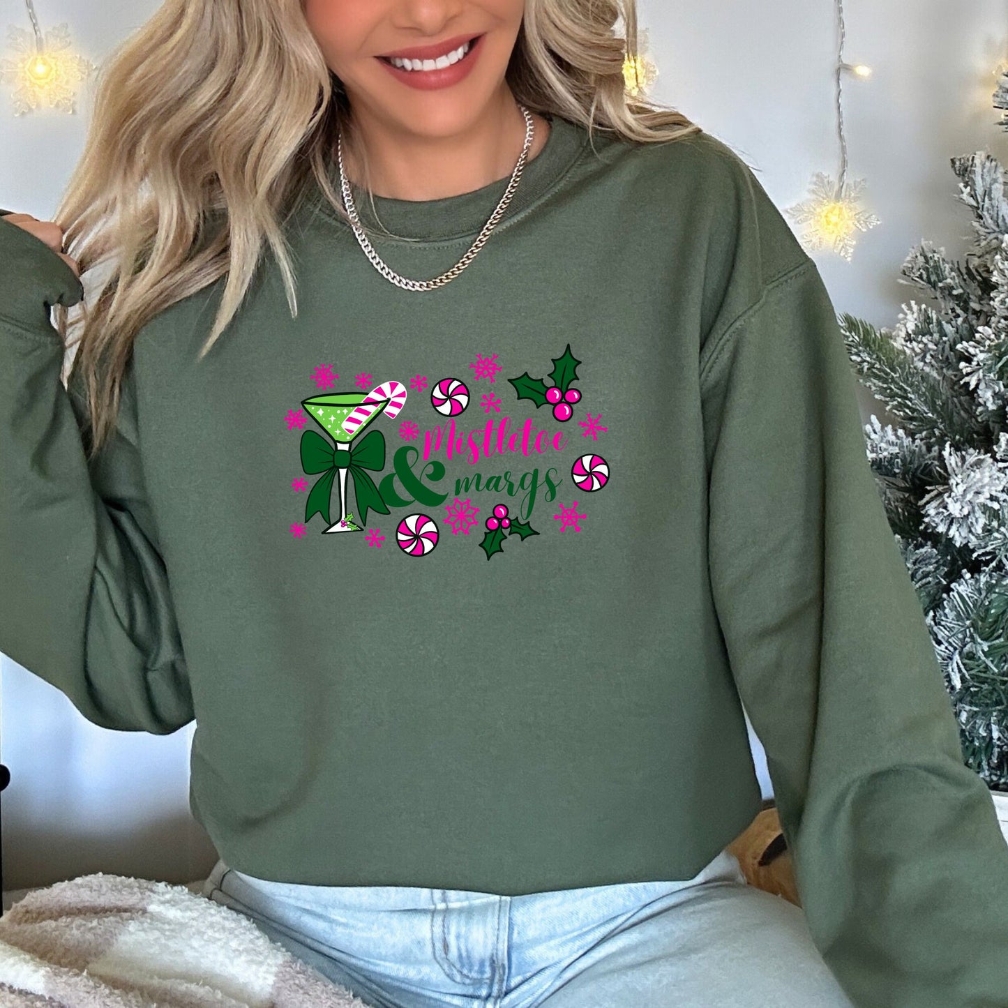 Mistletoe & Margs Embroidered Christmas Matching Girlfriends Sweatshirt