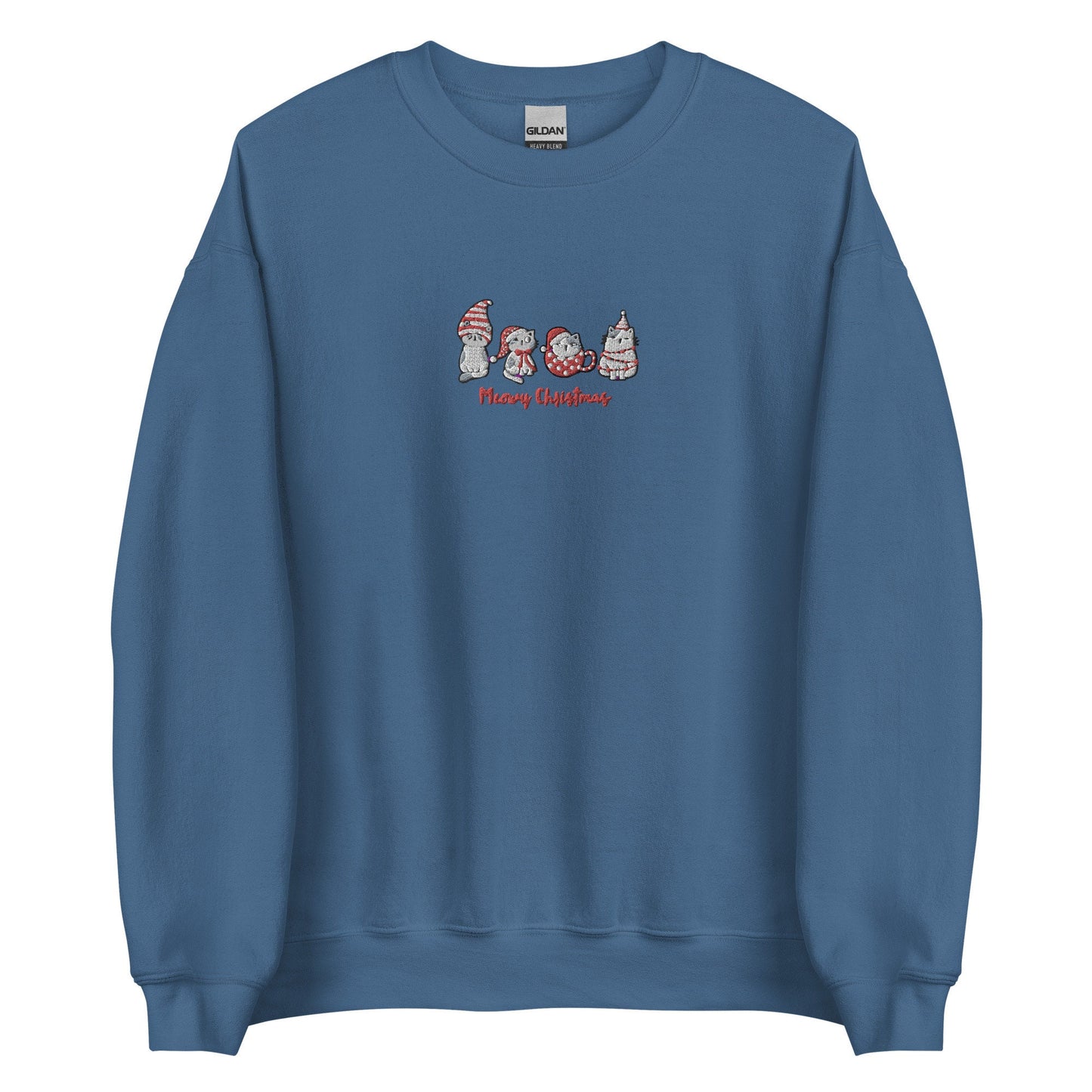 Meowy Christmas Kitty Cat Sweatshirt Embroidered Pullover