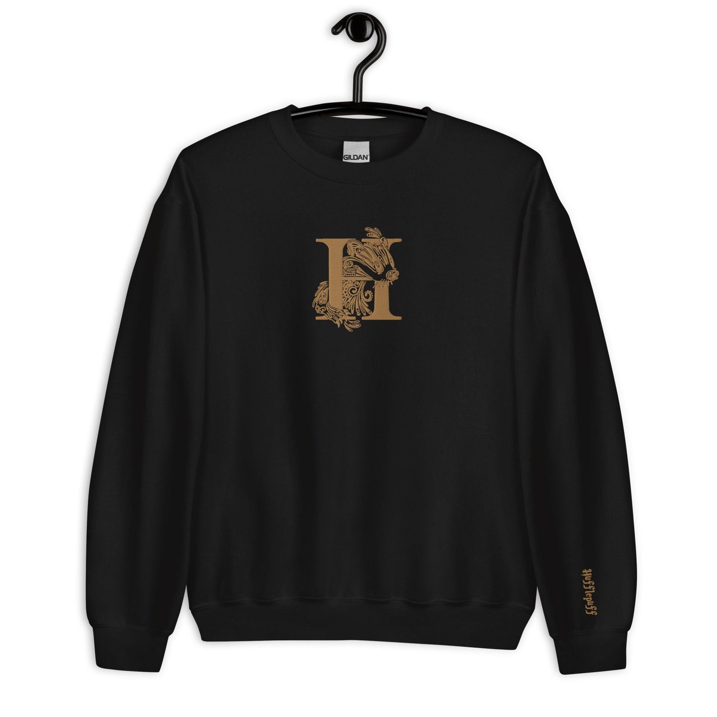 Gold Badger Embroidered Wizard House Crest Crewneck Pullover Sweatshirt