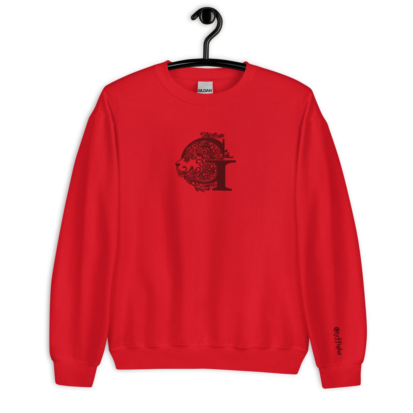 Red Lion Wizard House Crest Embroidered Crewneck Pullover Sweatshirt