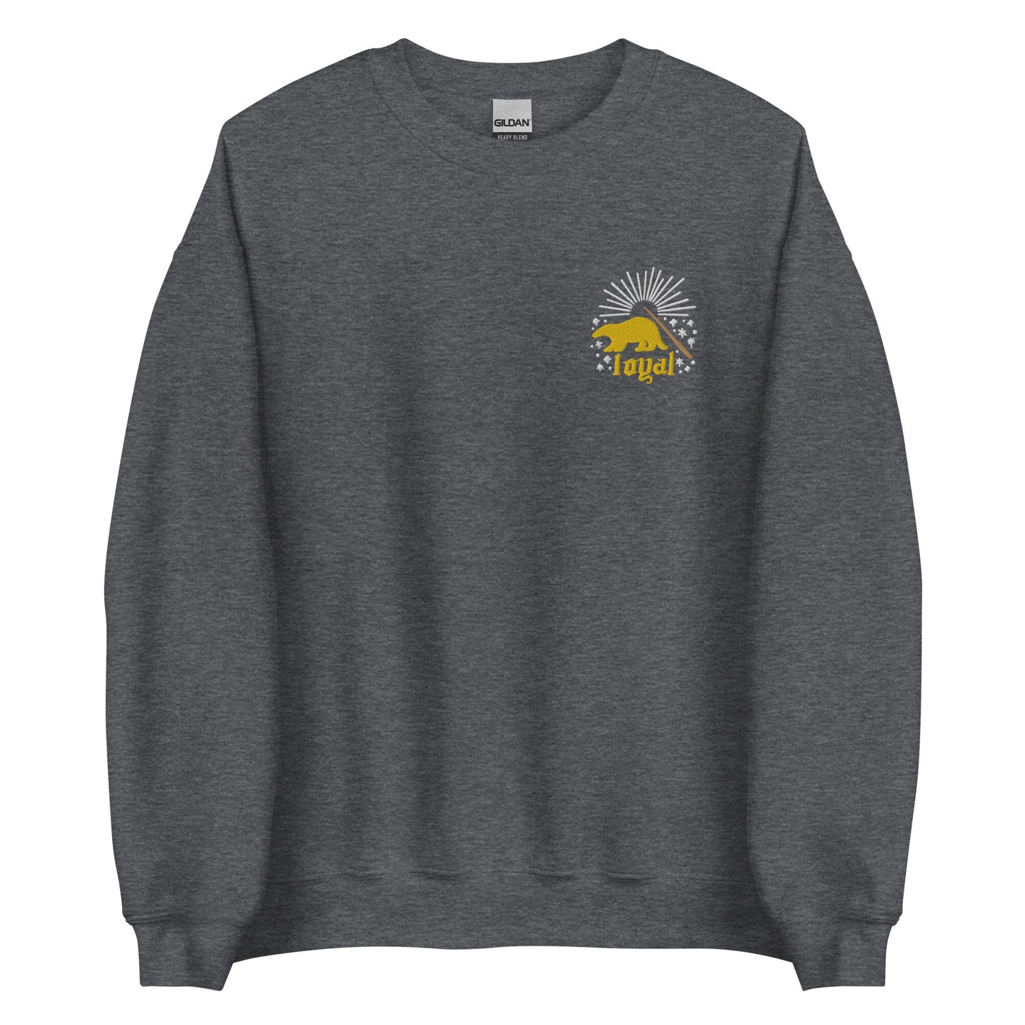 Loyal Yellow Badger Wizard House Crest Embroidered Crewneck Pullover Sweatshirt