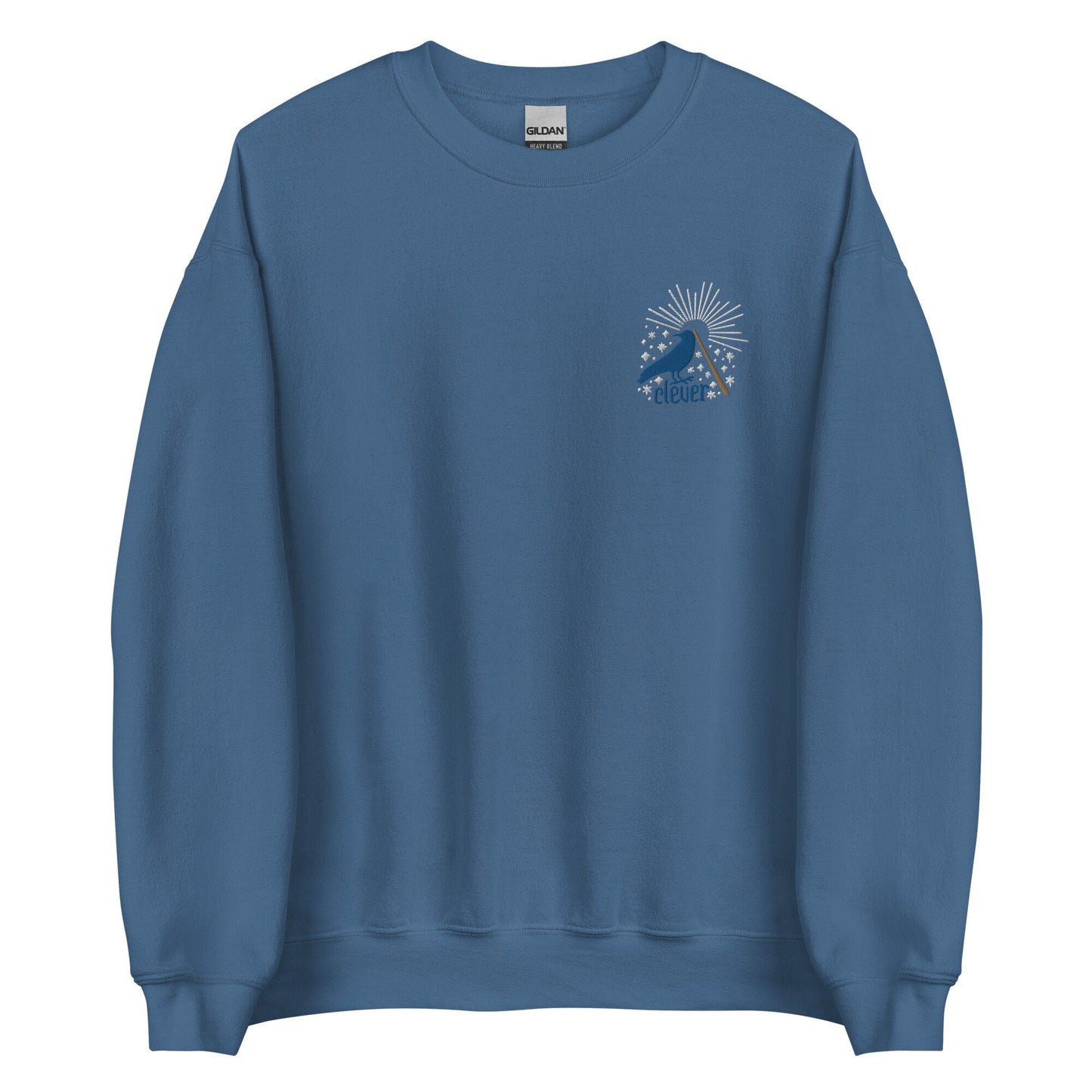 Clever Blue Raven Wizard House Crest Embroidered Crewneck Pullover Sweatshirt