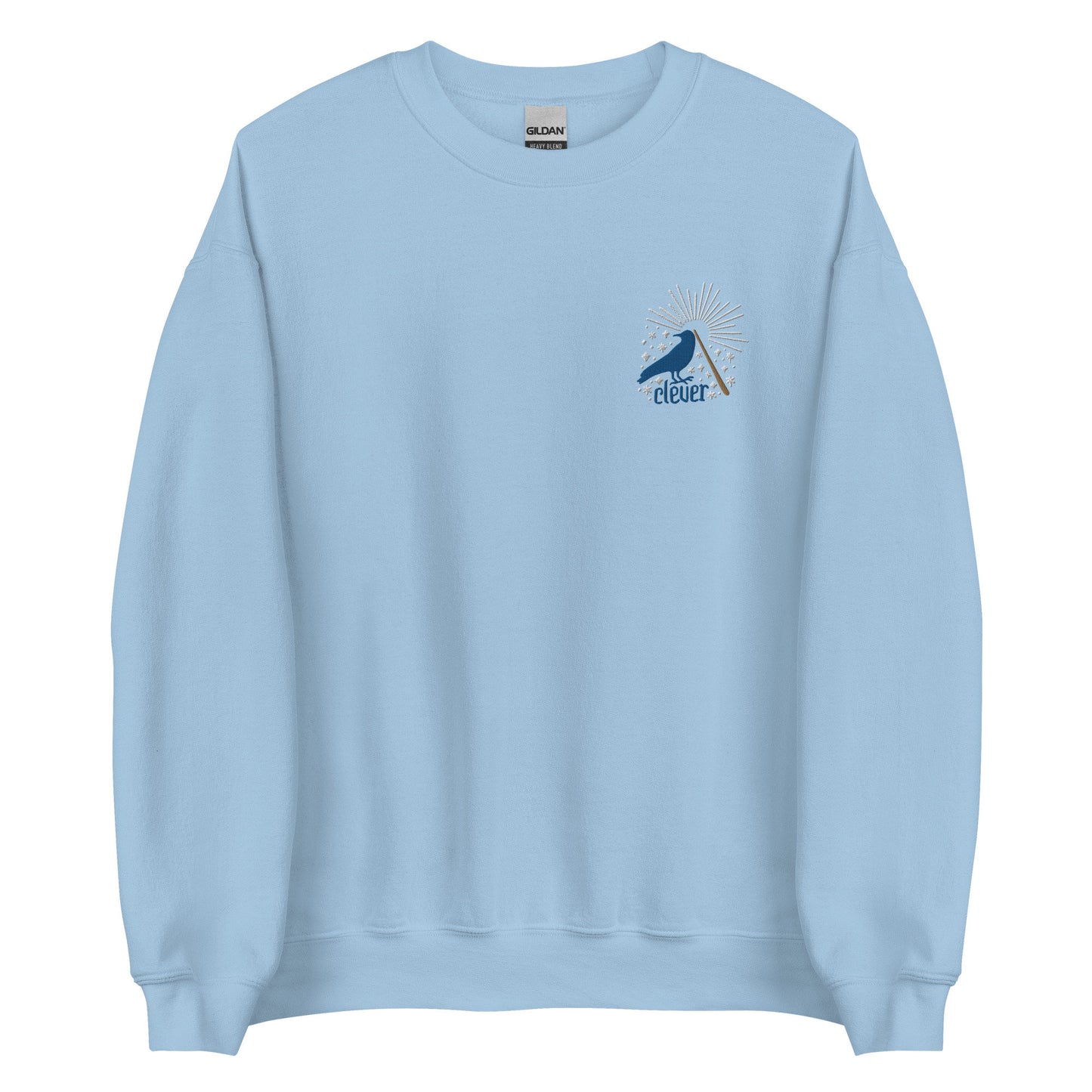 Clever Blue Raven Wizard House Crest Embroidered Crewneck Pullover Sweatshirt