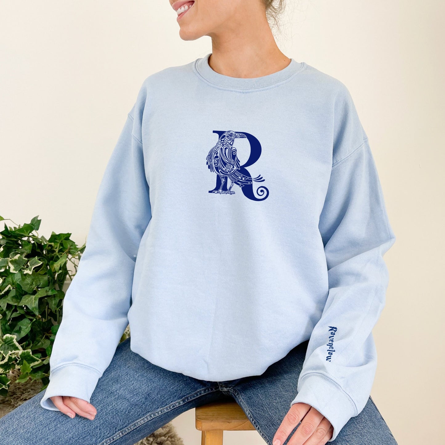 Blue Raven Embroidered Wizard House Crest Pullover Crewneck Sweatshirt