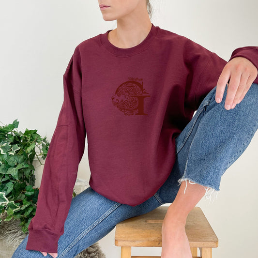 Red Lion Wizard House Crest Embroidered Crewneck Pullover Sweatshirt