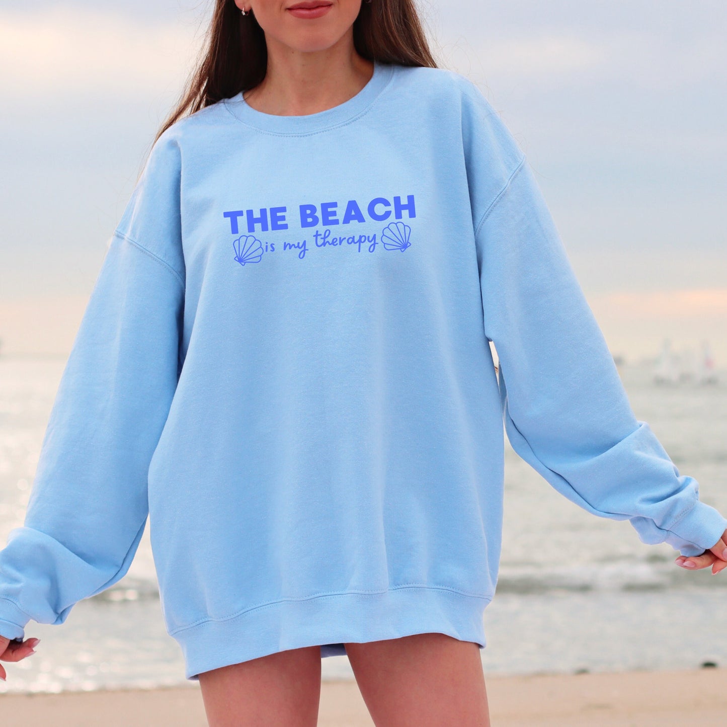 The Beach is My Therapy Crewneck Pullover Sweatshirt