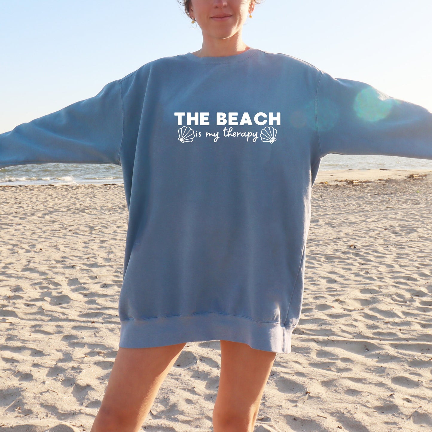 The Beach is My Therapy Crewneck Pullover Sweatshirt