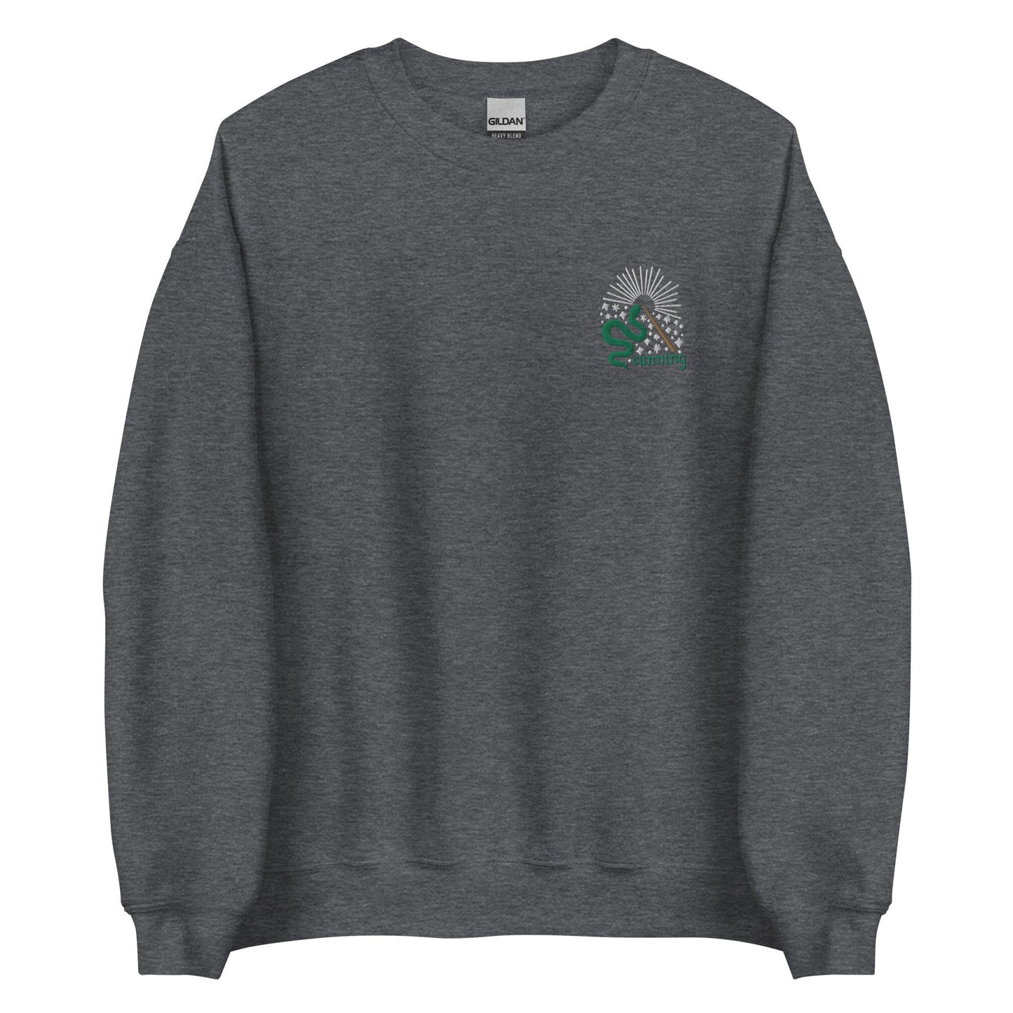 Cunning Green Snake Wizard House Embroidered Crewneck Pullover Sweatshirt