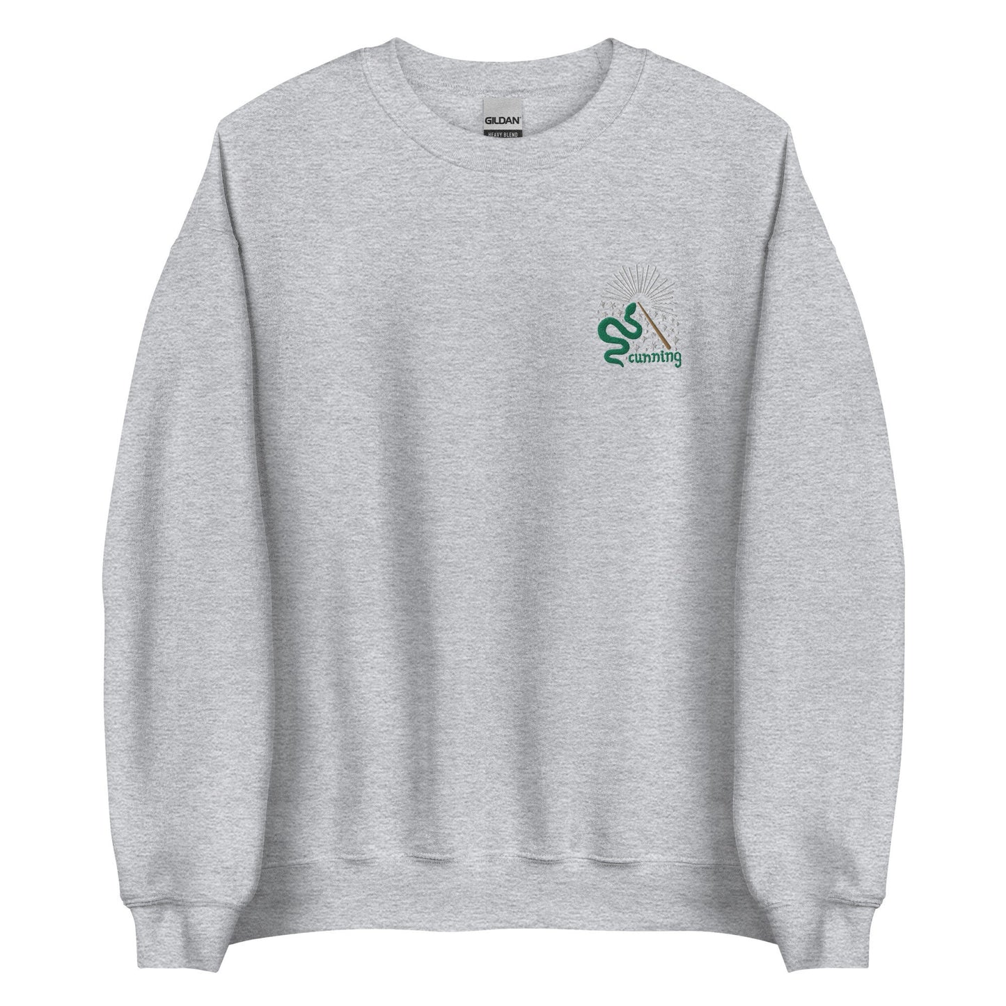 Cunning Green Snake Wizard House Embroidered Crewneck Pullover Sweatshirt