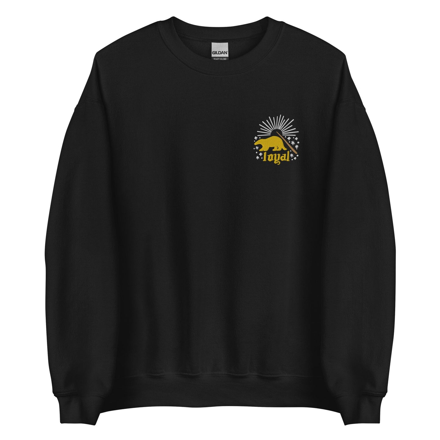 Loyal Yellow Badger Wizard House Crest Embroidered Crewneck Pullover Sweatshirt