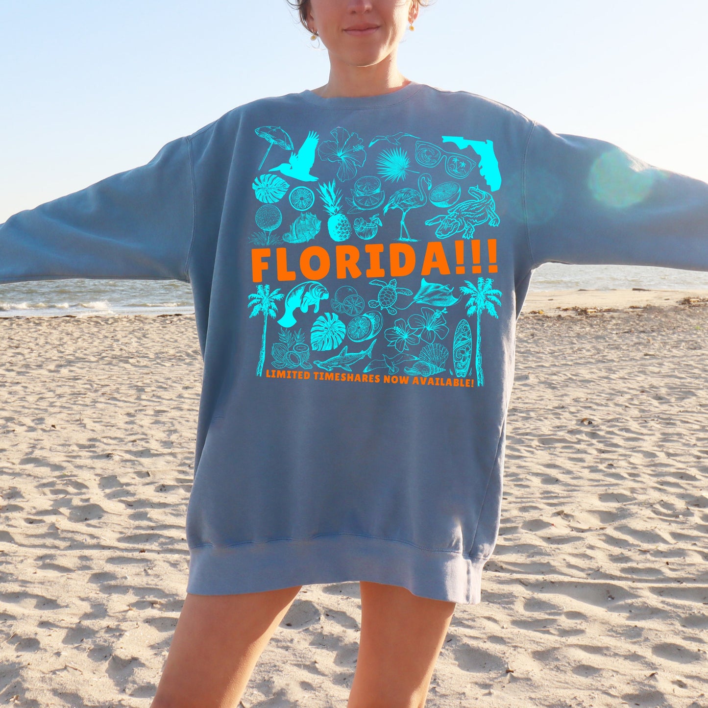 Florida Beachy Oversized Sweatshirt Aesthetic Crewneck Taylor Fan Merch Tortured Sweatshirt Florence Destin Florida Timeshare Poet Album