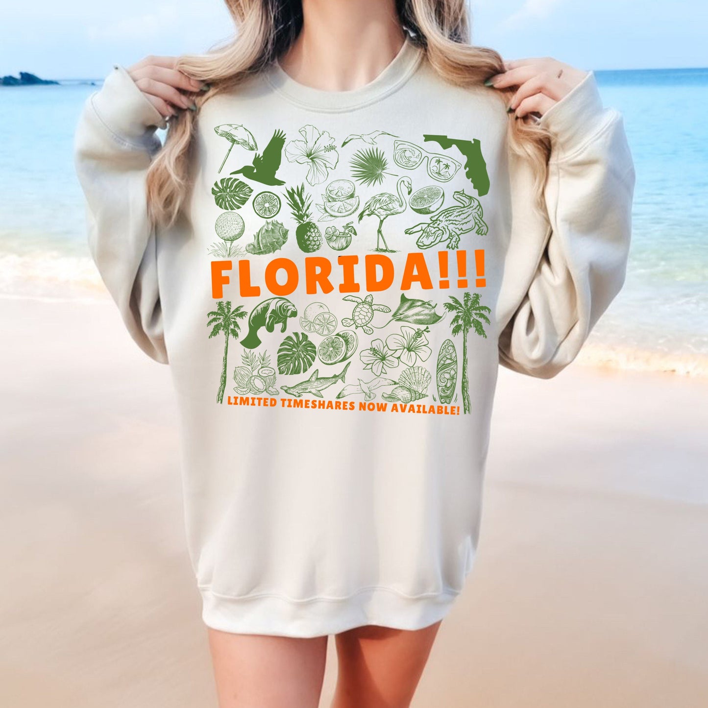 Florida Beachy Oversized Sweatshirt Aesthetic Crewneck Taylor Fan Merch Tortured Sweatshirt Florence Destin Florida Timeshare Poet Album
