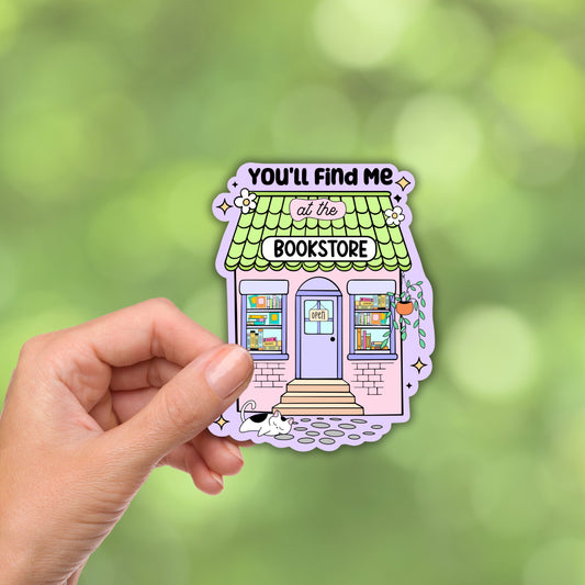 Find Me at the Bookstore Sticker Book Shop Waterproof sticker for Readers and Book Lovers Kindle Sticker Booktok Merch Bookish Sticker