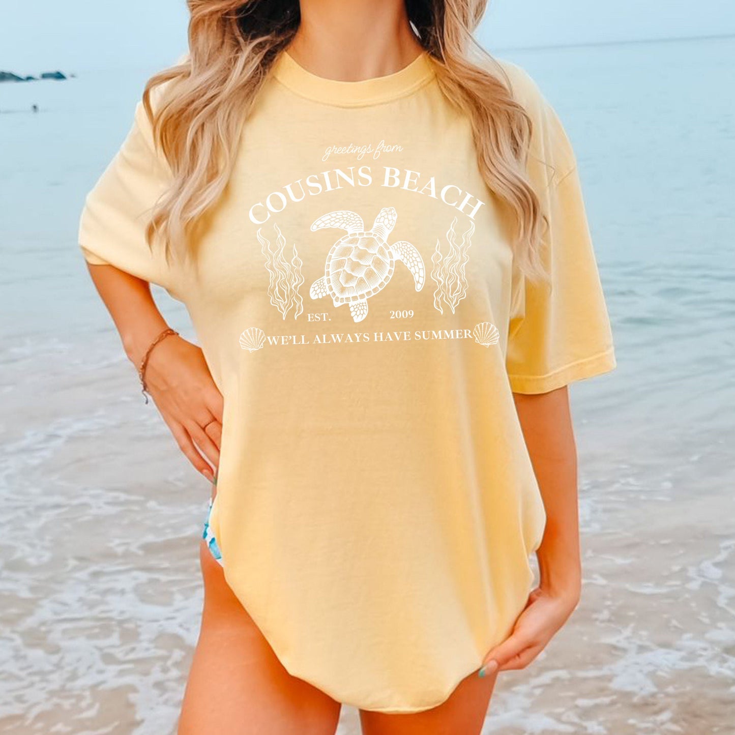 Cousins Beach The Summer I Turned Pretty Beachy Boho Oversized Beach and Surf tshirt Coconut Girl Summer Vsco girl Comfort Colors