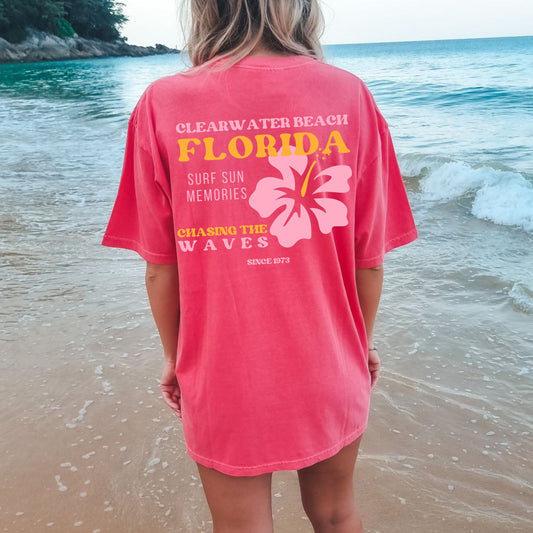 Personalized Beach and Surf Tshirt Vintage Surf Tshirt Family Vacation Tshirt- Personalize with Beach/Town Name & State/Country