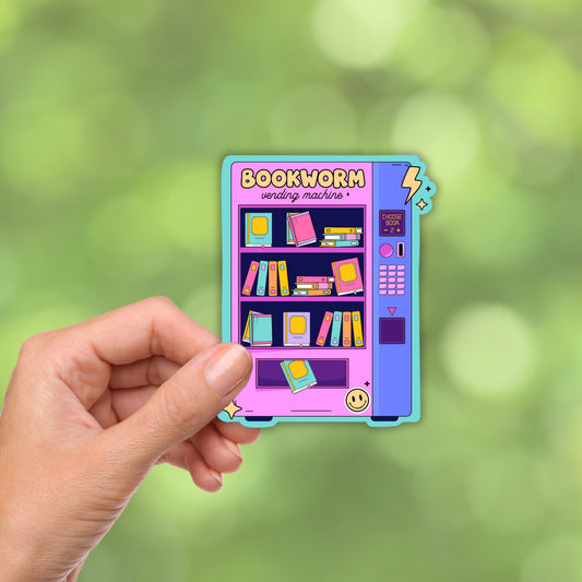 Book Worm Book Vending Machine Sticker for Book Lovers Kindle Sticker Booktok Merch Bookish Stickers Booktrovert Bookstore Sticker