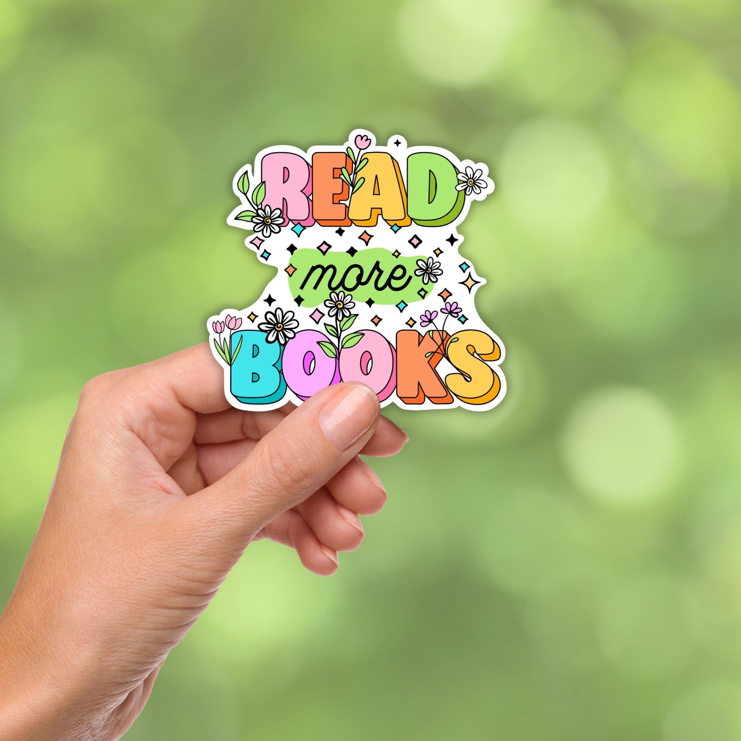 Read More Books Waterproof Sticker for Kindle Water Bottle Sticker Book Lover Gift Booktok Merch Bookstore Sticker Book Shop Library Reading
