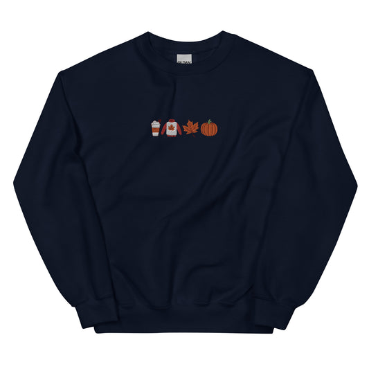 Cozy Fall Icons Embroidered Sweatshirt